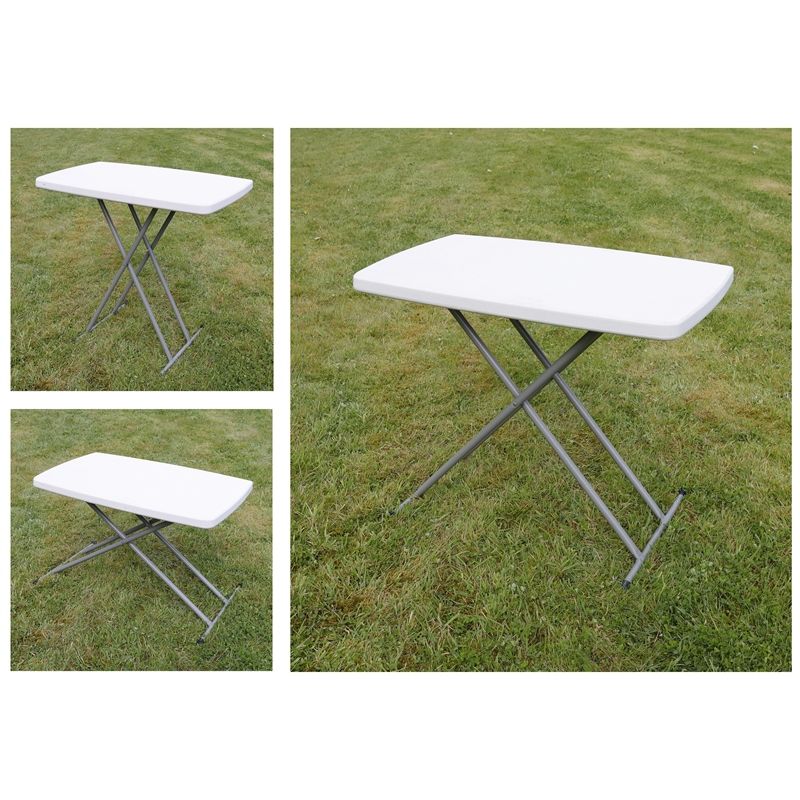 Casa si Gradina - Gradina si terasa - Mobilier exterior - Seturi mobila gradina - Masa pliabila 76x50 cm, inaltime reglabila 36-71 cm, pentru terasa, gradina sau camping, HDPE alb - Infinity.ro