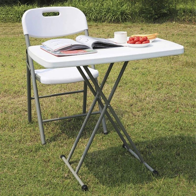 Casa si Gradina - Gradina si terasa - Mobilier exterior - Seturi mobila gradina - Masa pliabila 76x50 cm, inaltime reglabila 36-71 cm, pentru terasa, gradina sau camping, HDPE alb - Infinity.ro