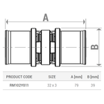 Casa si Gradina - Sanitare - Instalatii hidro - Fitinguri - Racord drept de presare Giacomini RM102Y011, diametru 32 x 3 mm, pentru teava multistrat, alama - Infinity.ro