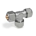 Casa si Gradina - Sanitare - Instalatii hidro - Fitinguri - Teu compresie Giacomini R564MX057, 20 x 2 mm, pentru teava din plastic sau multistrat, alama cromata - Infinity.ro