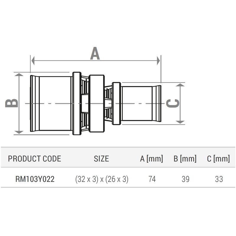 Casa si Gradina - Sanitare - Instalatii hidro - Fitinguri - Racord drept reductie Giacomini RM103Y022, diametru 32 mm x 26 mm, alama, pentru tevi multistrat - Infinity.ro