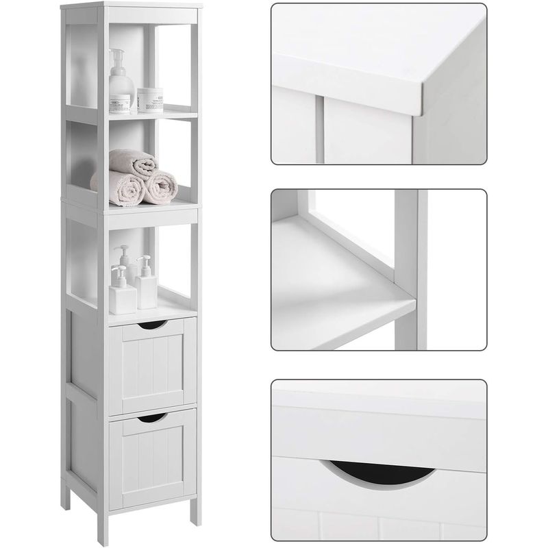 Casa si Gradina - Mobilier - Mobilier baie - Corpuri baie - Dulap de baie tip coloana, din MDF, cu 2 sertare si 3 rafturi, 30x30x142 cm, alb - Infinity.ro
