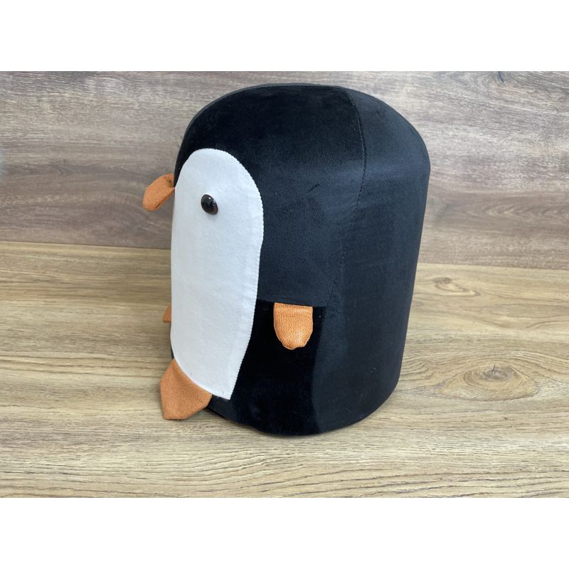 Casa si Gradina - Mobilier - Scaune si fotolii - Tabureti - Taburet pentru copii, 28x25cm, maxim 50kg, model pinguin negru - Infinity.ro