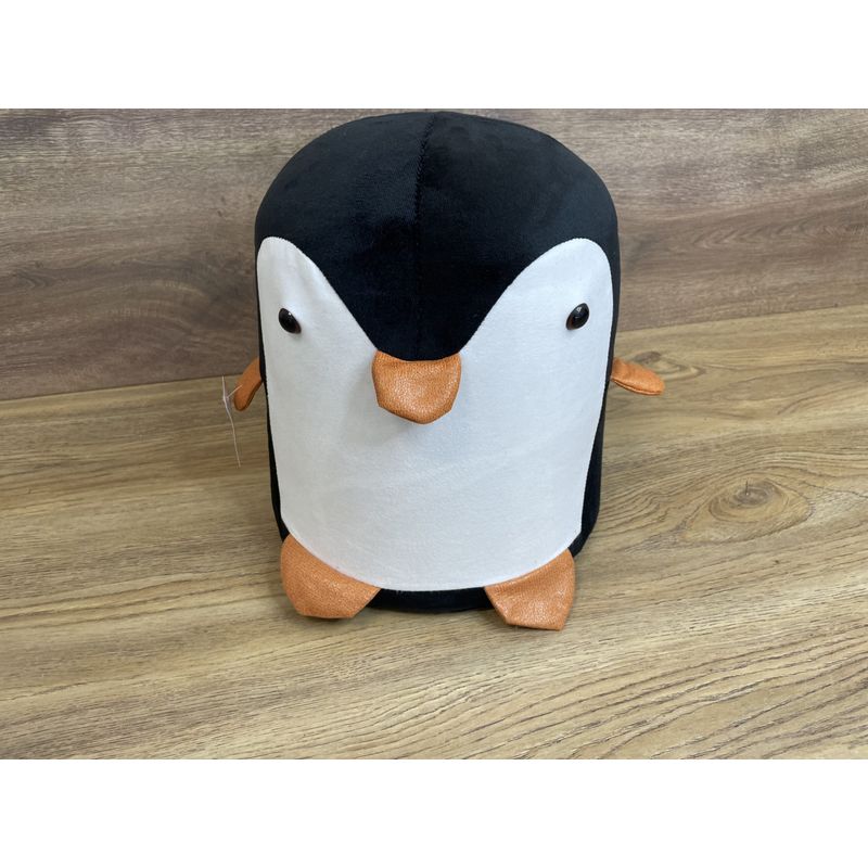 Casa si Gradina - Mobilier - Scaune si fotolii - Tabureti - Taburet pentru copii, 28x25cm, maxim 50kg, model pinguin negru - Infinity.ro
