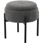 Casa si Gradina - Mobilier - Scaune si fotolii - Fotolii - Taburet pentru copii, rotund, spatiu depozitare, 31x28cm, maxim 50kg, gri - Infinity.ro