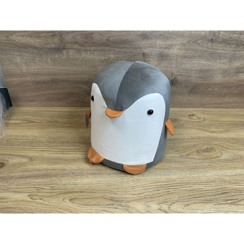 Casa si Gradina - Mobilier - Scaune si fotolii - Fotolii - Taburet pentru copii, 28x25cm, maxim 50kg, model pinguin gri - Infinity.ro
