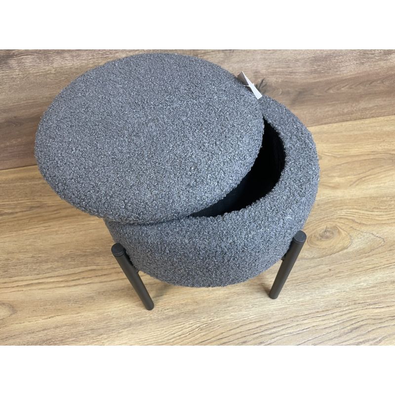 Casa si Gradina - Mobilier - Scaune si fotolii - Fotolii - Taburet pentru copii, rotund, spatiu depozitare, 31x28cm, maxim 50kg, gri - Infinity.ro