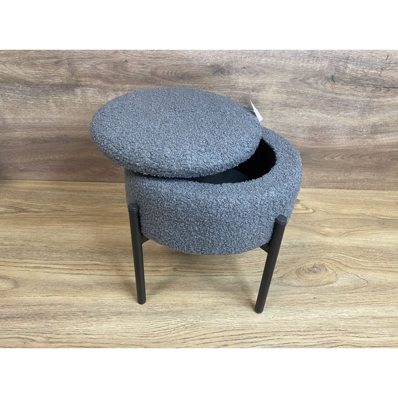 Casa si Gradina - Mobilier - Scaune si fotolii - Fotolii - Taburet pentru copii, rotund, spatiu depozitare, 31x28cm, maxim 50kg, gri - Infinity.ro