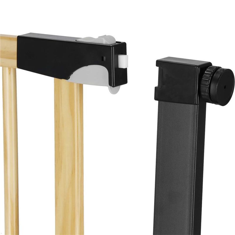 Petshop - Accesorii petshop - Jucarii animale - Jucarii educative - Poarta de siguranta Safety Gate pentru scari, ajustabila, din lemn cu structura otel, 82-89cm, negru maro - Infinity.ro