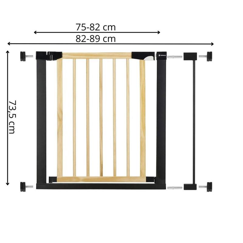 Petshop - Accesorii petshop - Jucarii animale - Jucarii educative - Poarta de siguranta Safety Gate pentru scari, ajustabila, din lemn cu structura otel, 82-89cm, negru maro - Infinity.ro