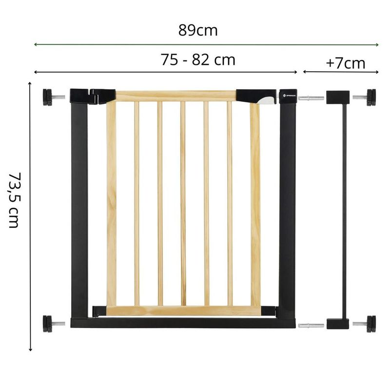 Petshop - Accesorii petshop - Jucarii animale - Jucarii educative - Poarta de siguranta Safety Gate pentru scari, ajustabila, din lemn cu structura otel, 82-89cm, negru maro - Infinity.ro
