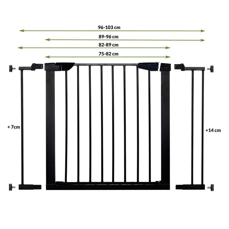 Petshop - Accesorii petshop - Jucarii animale - Jucarii educative - Poarta de siguranta Safety Gate pentru scari, ajustabila 83-89 cm, din otel, neagra - Infinity.ro