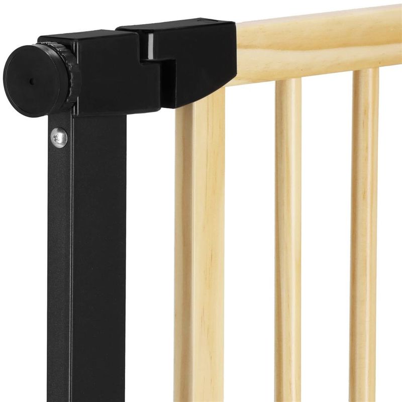 Petshop - Accesorii petshop - Jucarii animale - Jucarii educative - Poarta de siguranta Safety Gate pentru scari, ajustabila, din lemn cu structura otel, 82-89cm, negru maro - Infinity.ro