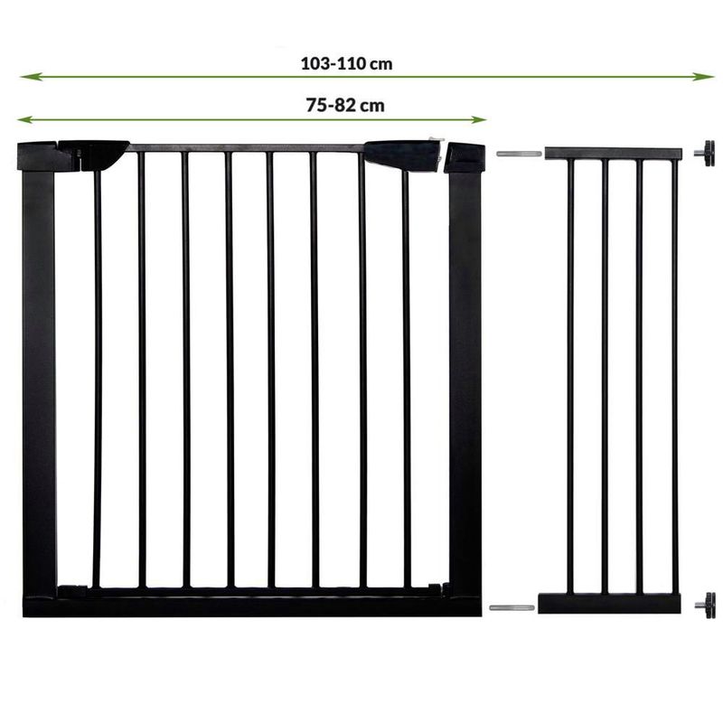 Petshop - Accesorii petshop - Jucarii animale - Jucarii educative - Poarta de siguranta Safety Gate pentru scari, ajustabila 103-110 cm, din otel, neagra - Infinity.ro