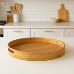 Casa si Gradina - Mobilier - Seturi de mobilier - Seturi bucatarie - Tava servire rotunda 5Five din bambus si MDF, diametru 40 cm, maro natur - Infinity.ro