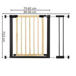 Petshop - Accesorii petshop - Jucarii animale - Jucarii educative - Poarta de siguranta Safety Gate pentru scari, ajustabila, din lemn cu structura otel, 89-96cm, negru maro - Infinity.ro