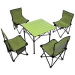 Casa si Gradina - Gradina si terasa - Mobilier exterior - Seturi mobila gradina - Set camping 5 in 1 cu masa si 4 scaune pliabile, structura otel si blat aluminiu, 53x52x50 cm, verde - Infinity.ro