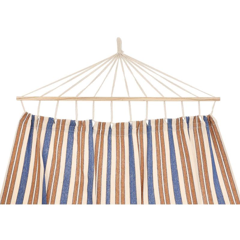 Casa si Gradina - Gradina si terasa - Balansoare si hamace - Balansoare - Hamac gradina cu bara din lemn, material textil, 120 kg, 200x100 cm, albastru si maro - Infinity.ro