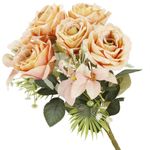 Casa si Gradina - Gradinarit si plante - Plante si ghivece - Ghivece si suporturi - Buchet de flori artificiale din poliester, 9 fire trandafiri, 40cm, roz - Infinity.ro