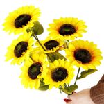 Casa si Gradina - Gradinarit si plante - Plante si ghivece - Ghivece si suporturi - Buchet de flori artificiale din poliester, 2 fire de floarea soarelui, 57cm - Infinity.ro