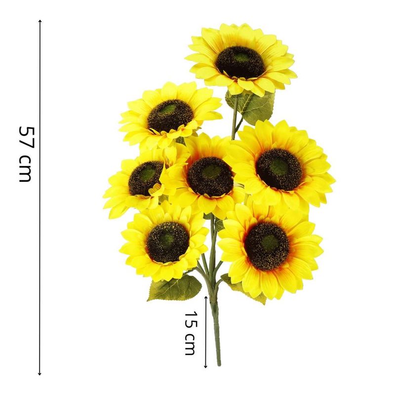 Casa si Gradina - Gradinarit si plante - Plante si ghivece - Ghivece si suporturi - Buchet de flori artificiale din poliester, 2 fire de floarea soarelui, 57cm - Infinity.ro