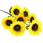 Casa si Gradina - Gradinarit si plante - Plante si ghivece - Ghivece si suporturi - Buchet de flori artificiale din poliester, 2 fire de floarea soarelui, 57cm - Infinity.ro