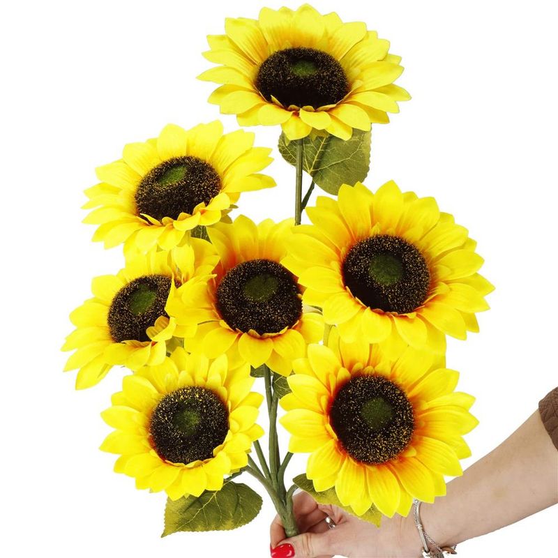 Casa si Gradina - Gradinarit si plante - Plante si ghivece - Ghivece si suporturi - Buchet de flori artificiale din poliester, 2 fire de floarea soarelui, 57cm - Infinity.ro