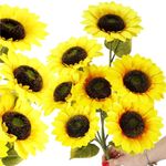 Casa si Gradina - Gradinarit si plante - Plante si ghivece - Ghivece si suporturi - Buchet de flori artificiale din poliester, 2 fire de floarea soarelui, 57cm - Infinity.ro