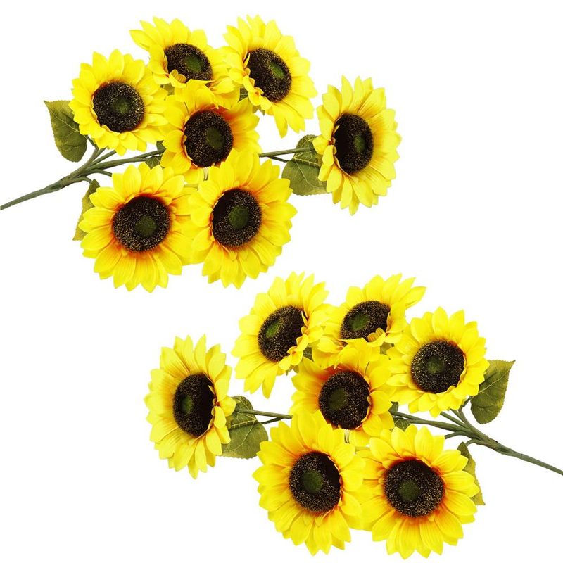 Casa si Gradina - Gradinarit si plante - Plante si ghivece - Ghivece si suporturi - Buchet de flori artificiale din poliester, 2 fire de floarea soarelui, 57cm - Infinity.ro