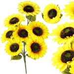Casa si Gradina - Gradinarit si plante - Plante si ghivece - Ghivece si suporturi - Buchet de flori artificiale din poliester, 2 fire de floarea soarelui, 57cm - Infinity.ro