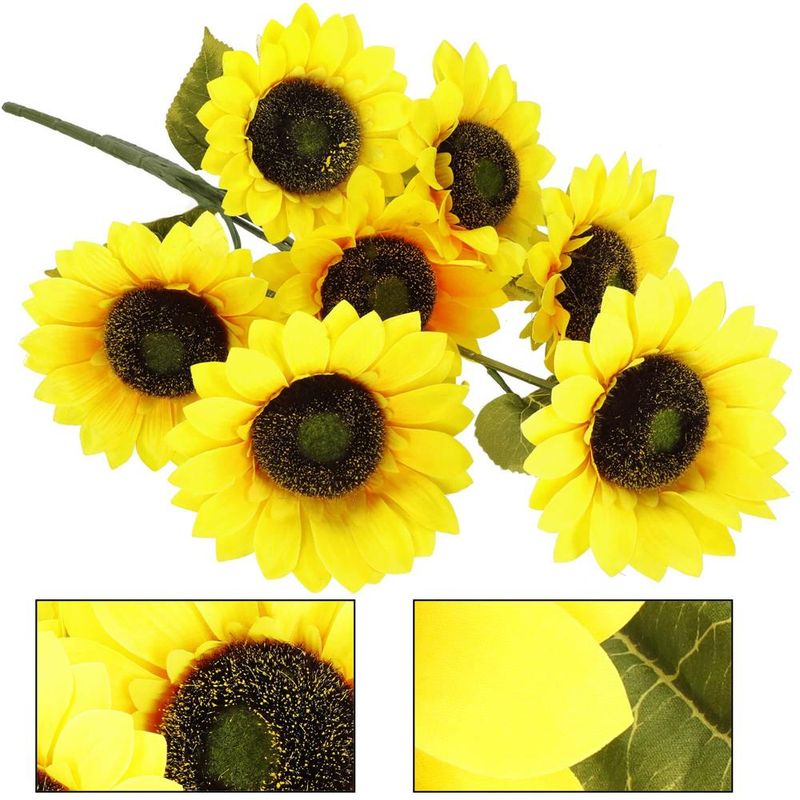 Casa si Gradina - Gradinarit si plante - Plante si ghivece - Ghivece si suporturi - Buchet de flori artificiale din poliester, 2 fire de floarea soarelui, 57cm - Infinity.ro