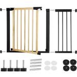 Petshop - Accesorii petshop - Jucarii animale - Jucarii educative - Poarta de siguranta Safety Gate pentru scari, ajustabila, din lemn cu structura otel, 103-110cm, negru maro - Infinity.ro