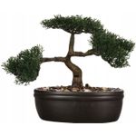 Casa si Gradina - Gradinarit si plante - Plante si ghivece - Ghivece si suporturi - Bonsai artificial Atmosphera in ghiveci ceramic cu pietricele decorative, 23 cm, verde - Infinity.ro
