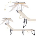 Casa si Gradina - Gradina si terasa - Balansoare si hamace - Balansoare - Sezlong pliabil cu parasolar, 188x57x38cm, sarcina 120kg, crem - Infinity.ro