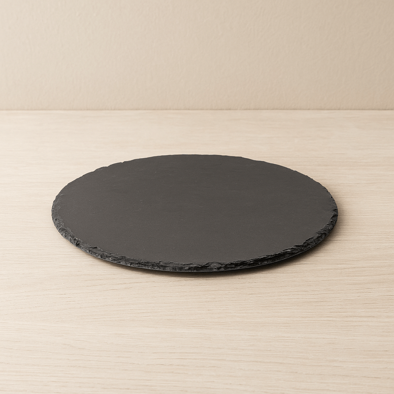 Casa si Gradina - Bucatarie si vesela - Vesela si tacamuri - Platouri de bucatarie - Platou servire Atmosphera ardezie, diametru 32 cm, negru - Infinity.ro