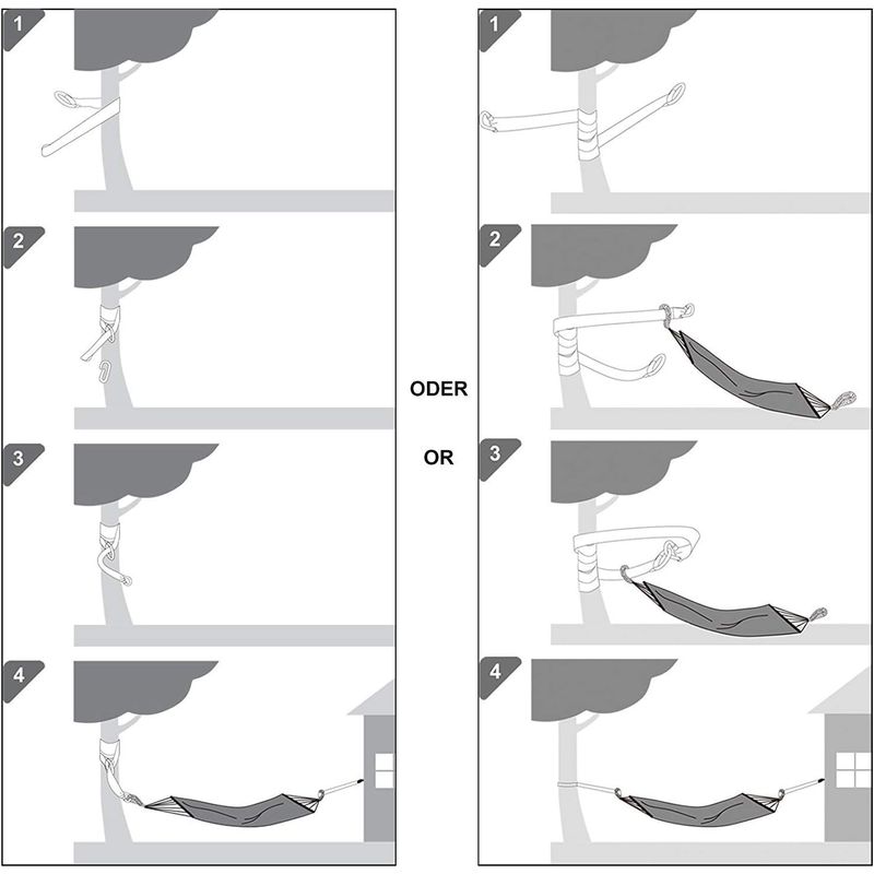 Casa si Gradina - Gradina si terasa - Balansoare si hamace - Balansoare - SONGMICS Hamac dublu, accesorii de prindere cu chingi si carabiniere, 210x150 cm, 300 kg, albastru - Infinity.ro
