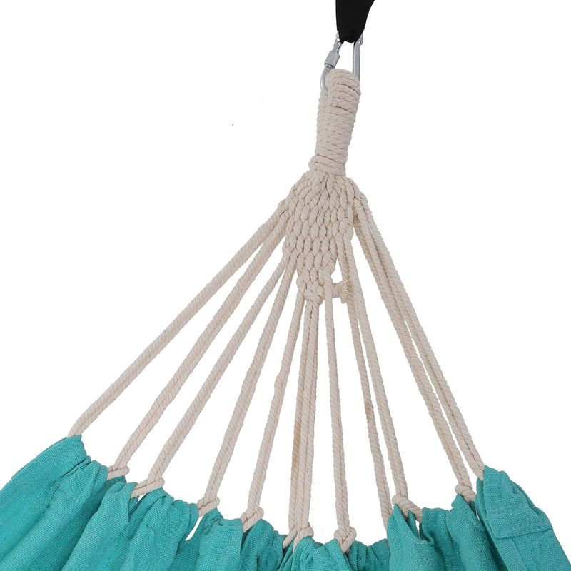 Casa si Gradina - Gradina si terasa - Balansoare si hamace - Balansoare - SONGMICS Hamac dublu, accesorii de prindere cu chingi si carabiniere, 210x150 cm, 300 kg, albastru - Infinity.ro