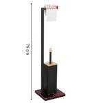 Casa si Gradina - Sanitare - Suporturi si accesorii baie - Accesorii baie - Stand cu perie WC si suport hartie igienica, metal si bambus, 79cm, negru - Infinity.ro