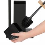 Casa si Gradina - Sanitare - Suporturi si accesorii baie - Accesorii baie - Stand cu perie WC si suport hartie igienica, metal si bambus, 79cm, negru - Infinity.ro