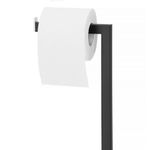 Casa si Gradina - Sanitare - Suporturi si accesorii baie - Accesorii baie - Stand cu perie WC si suport hartie igienica, metal si bambus, 79cm, negru - Infinity.ro
