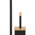 Casa si Gradina - Sanitare - Suporturi si accesorii baie - Accesorii baie - Stand cu perie WC si suport hartie igienica, metal si bambus, 79cm, negru - Infinity.ro