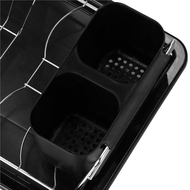 Casa si Gradina - Mobilier - Seturi de mobilier - Seturi bucatarie - Uscator de vase cu suport tacamuri, din otel cromat, cu tava de scurgere, 40x19x13cm, negru - Infinity.ro