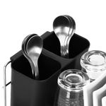 Casa si Gradina - Mobilier - Seturi de mobilier - Seturi bucatarie - Uscator de vase cu suport tacamuri, din otel cromat, cu tava de scurgere, 40x19x13cm, negru - Infinity.ro