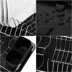 Casa si Gradina - Mobilier - Seturi de mobilier - Seturi bucatarie - Uscator de vase cu suport tacamuri, din otel cromat, cu tava de scurgere, 40x19x13cm, negru - Infinity.ro