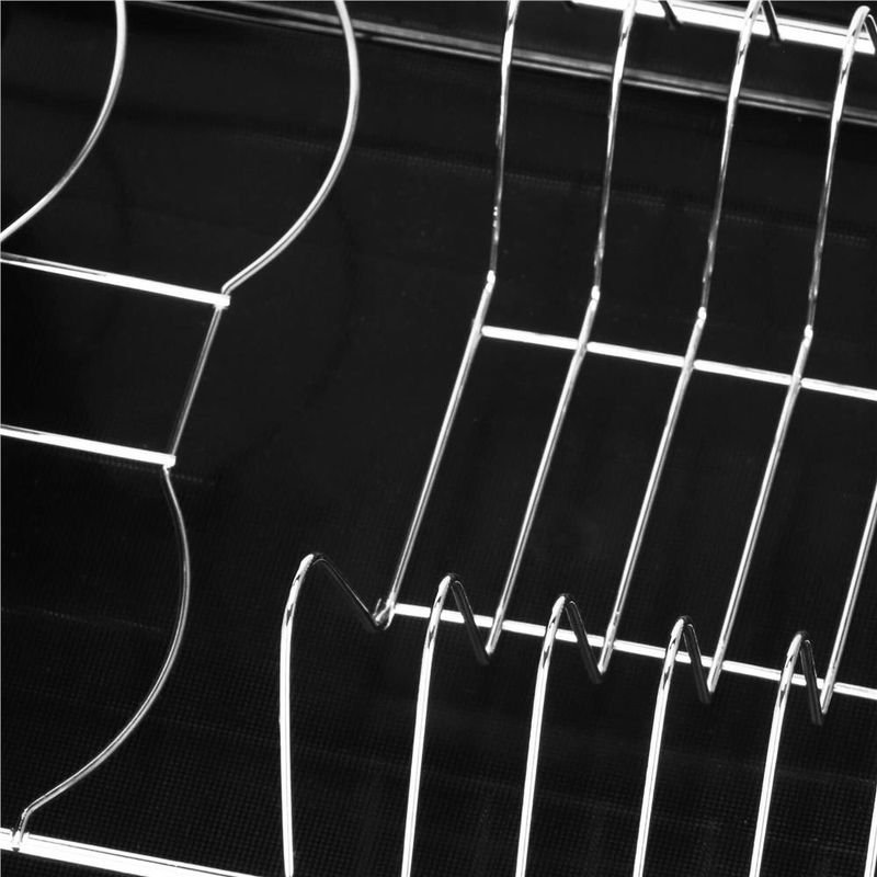 Casa si Gradina - Mobilier - Seturi de mobilier - Seturi bucatarie - Uscator de vase cu suport tacamuri, din otel cromat, cu tava de scurgere, 40x19x13cm, negru - Infinity.ro