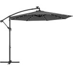 Casa si Gradina - Gradinarit si plante - Sere si solarii - Umbrela de gradina cu brat lateral banana, 300cm, cu iluminare LED solara, gri - Infinity.ro