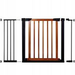 Petshop - Accesorii petshop - Jucarii animale - Jucarii educative - Poarta de siguranta Safety Gate pentru scari, ajustabila 111-117 cm, din otel si lemn, negru maro - Infinity.ro