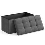 Casa si Gradina - Mobilier - Scaune si fotolii - Fotolii - Taburet pliabil cu sezut moale, spatiu de depozitare 80litri, maxim 300kg, 76x38x38cm, gri inchis - Infinity.ro