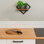 Casa si Gradina - Gradinarit si plante - Plante si ghivece - Ghivece si suporturi - Suport de perete pentru flori, metal si MDF, 25,5x19 cm, negru/maro - Infinity.ro