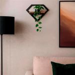 Casa si Gradina - Gradinarit si plante - Plante si ghivece - Ghivece si suporturi - Suport de perete pentru flori, metal si MDF, 25,5x19 cm, negru/maro - Infinity.ro